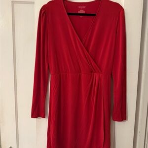 Nine West Vibrant Red Long Sleeve Dress